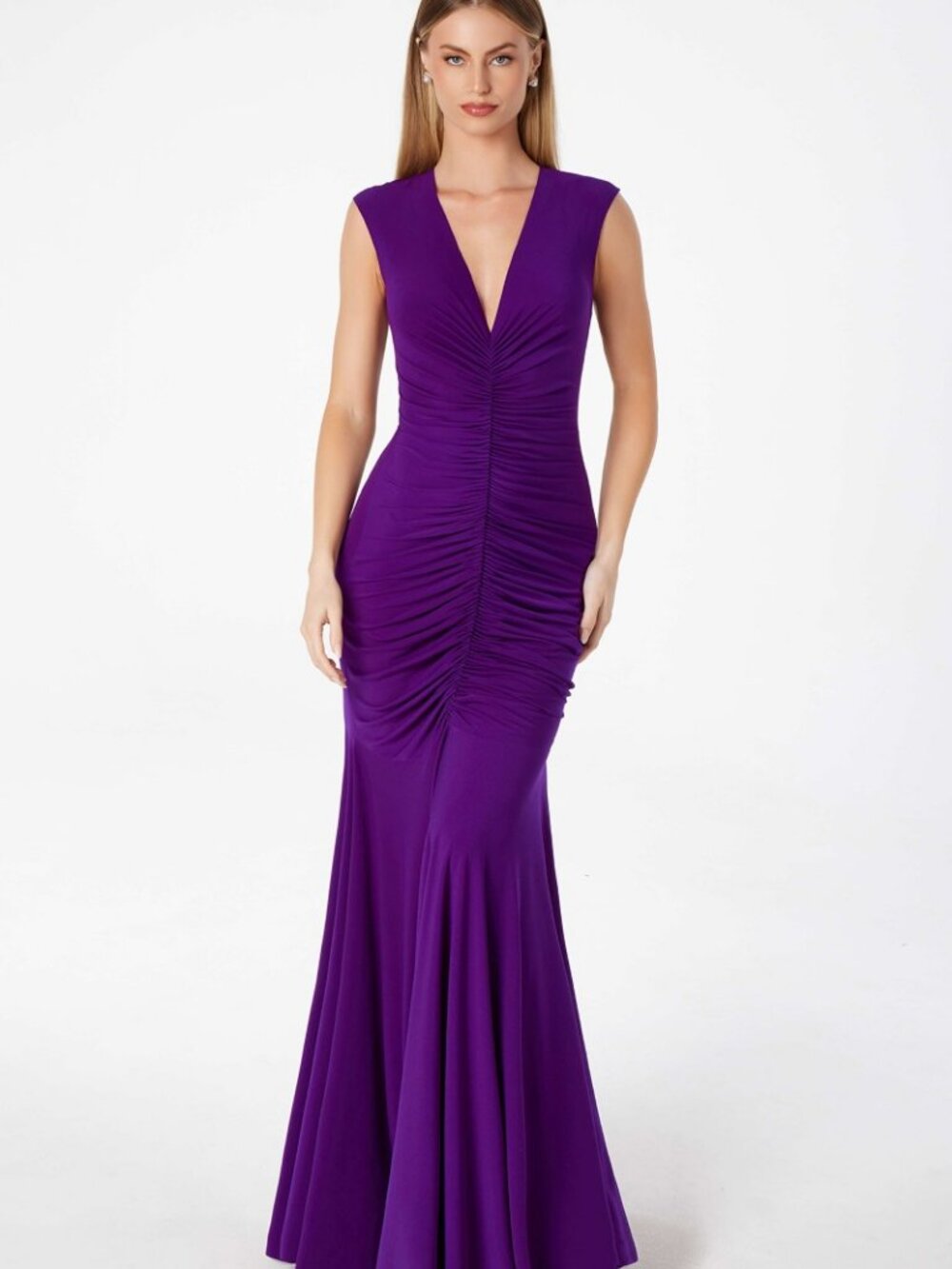 NEW PURPLE Evening Gown Floor Length Formal Elegant Stunning T2009